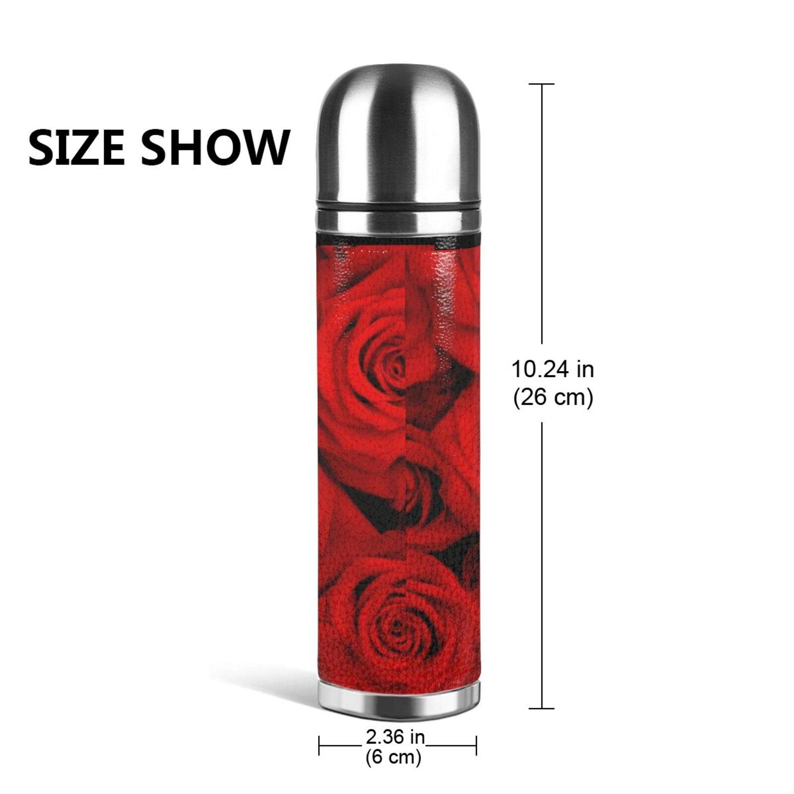 Amazon｜バラ 花柄 きれい おしゃれ 赤 レッド 水筒 直飲み ステンレス